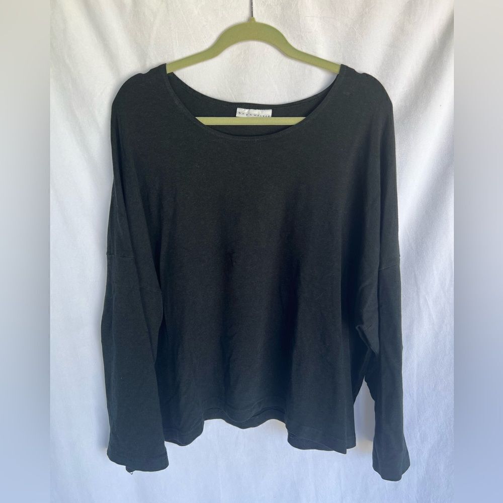 BRYN WALKER Dark Gray Bamboo Organic Cotton Pullover Blouse One Size Fits All